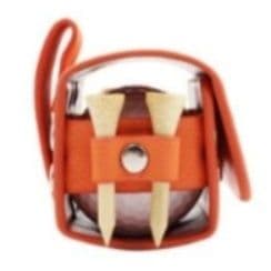 ゴルフ用品 本革製ベルトループ付きツーボールケース